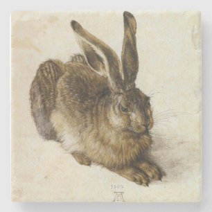 ‘Young Hare’ by Albrecht Dürer Square Stone Coaster
