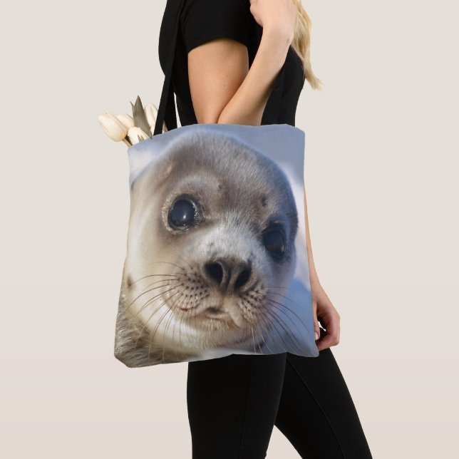 Young Harp Seal Tote Bag (Close Up)
