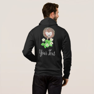 Young Hedgehog & Strawberry Flowers Personalised Hoodie