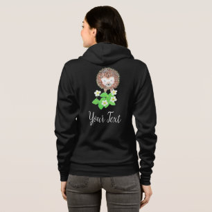 Young Hedgehog & Strawberry Flowers Personalised  Hoodie