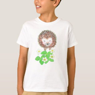 Young Hedgehog & Wild Strawberry Flowers T-Shirt