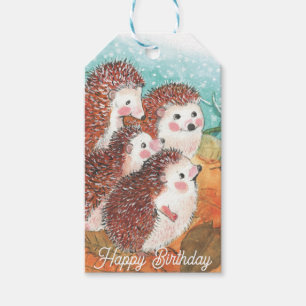 Young hedgehogs Happy Birthday Gift Tags