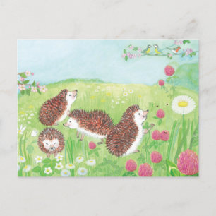 Young Hedgehogs in the Meadow Postcard