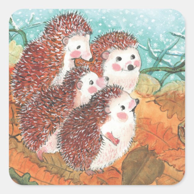 Young Hedgehogs  Square Sticker (Front)