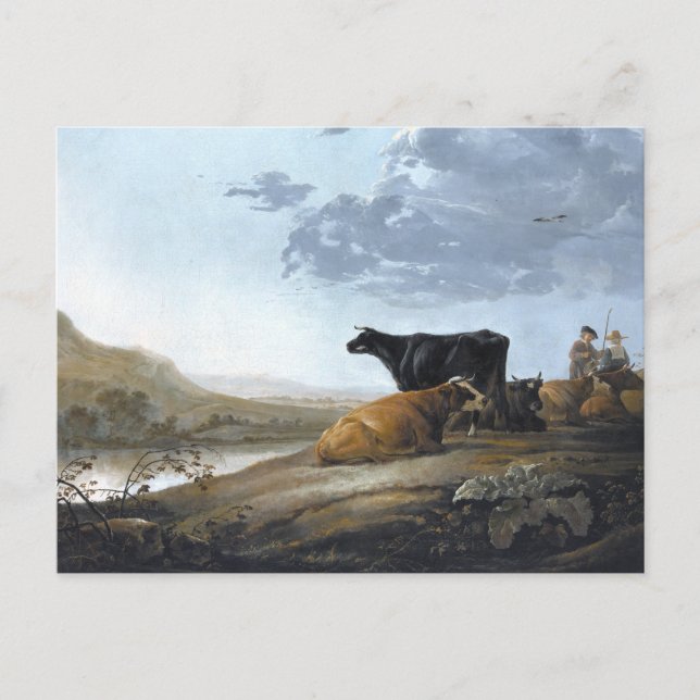 Young Herdsmen with Cows Postcard (Front)