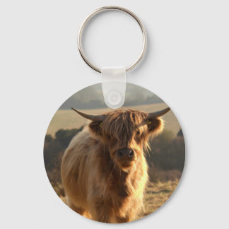 Young Highland Cow Key Ring