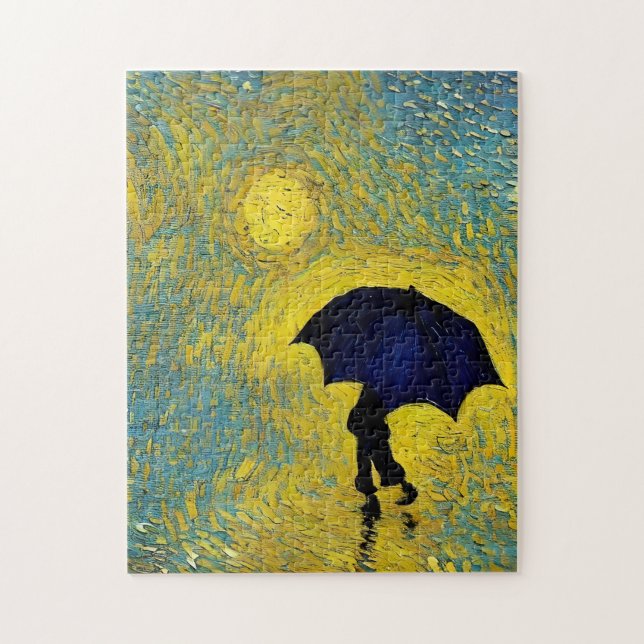 Young impressionist with umbrella on fun sun day jigsaw puzzle (Vertical)