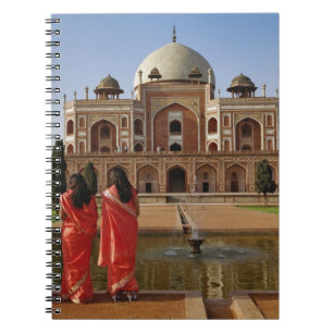 Young Indian ladies and Humayun's Tomb, Delhi, Spiral Notebook