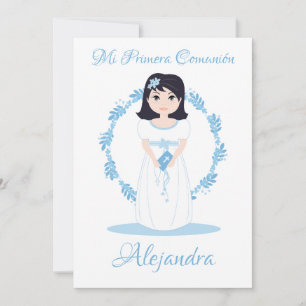 Young invitation First Communion with Floral