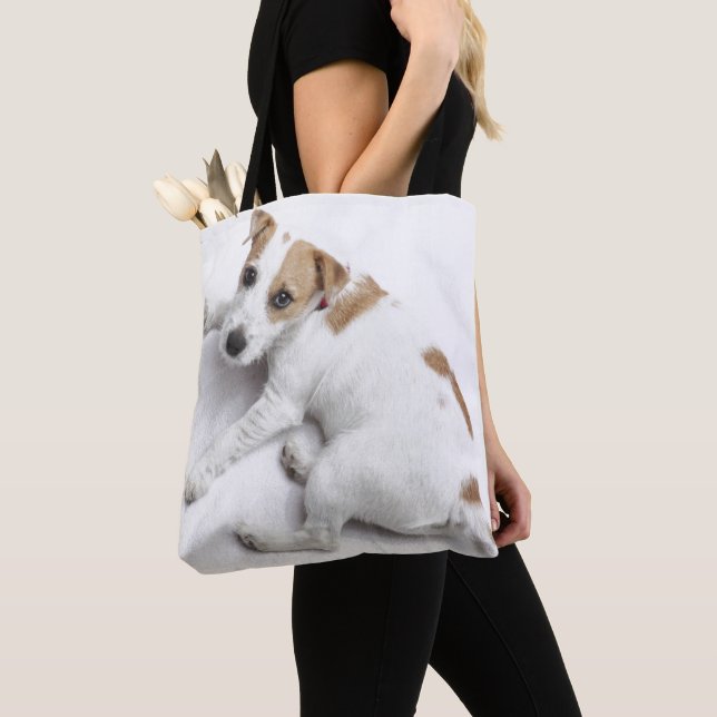 Young Jack Russell Terrier Tote Bag (Close Up)