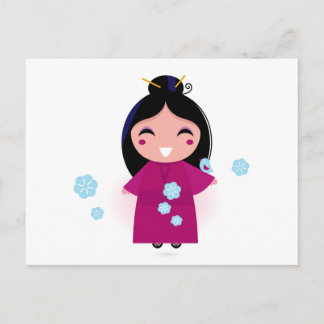 Young Japanese Woman in Kimono Postcard