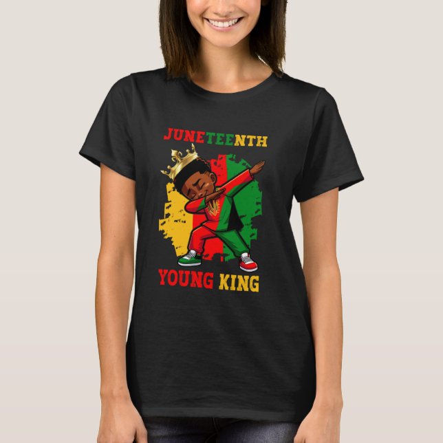 Young King African American 1865 Boys Juneteenth K T-Shirt (Front)
