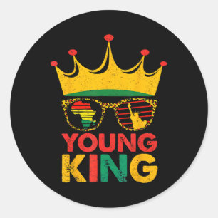 Young King Crown African American Kids Boys 1865 J Classic Round Sticker