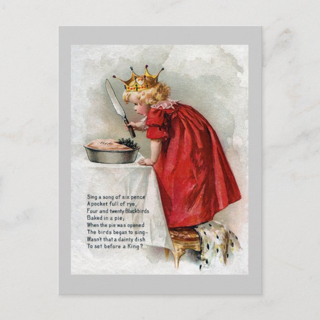Young King Finds Blackbirds in Pie Postcard (Front)