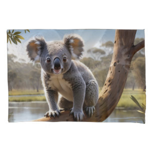 Young Koala by a Lake Pillowcase