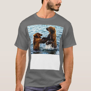 Young Kodiak Brown Bears Play Wrestle In Water Ala T-Shirt