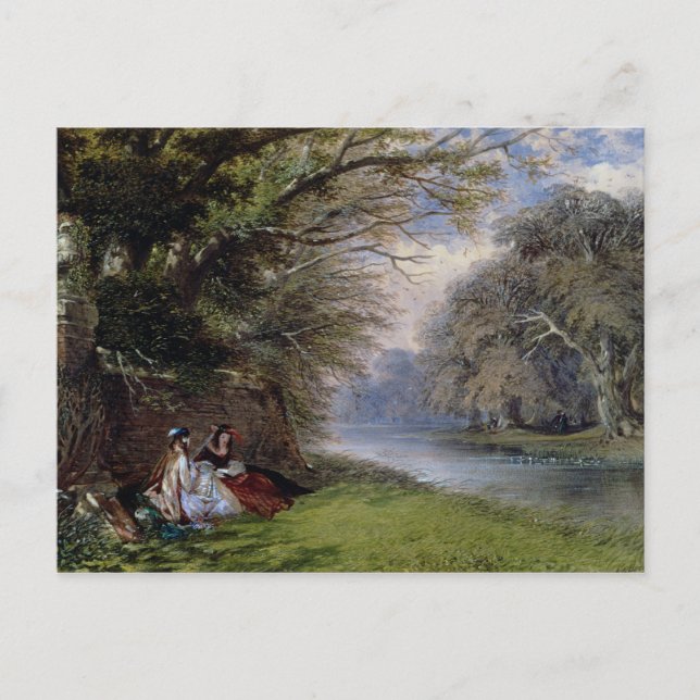 Young ladies by a river postcard (Front)