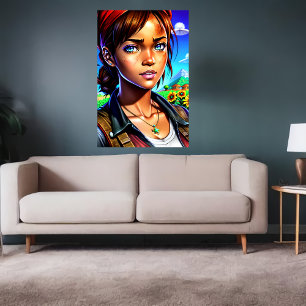 Young lady at the farm AI Art Poster