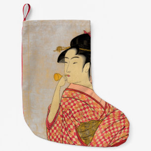Young Lady Blowing on a Poppin. Small Christmas Stocking