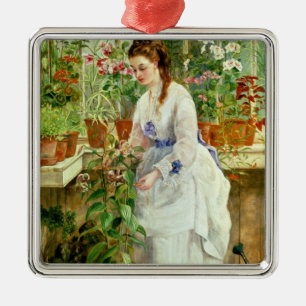 Young Lady in a Conservatory Metal Tree Decoration