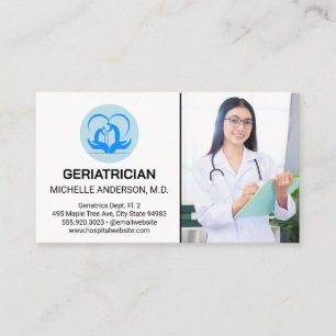 Young Lady Medical Doctor Geriatrician Business Card