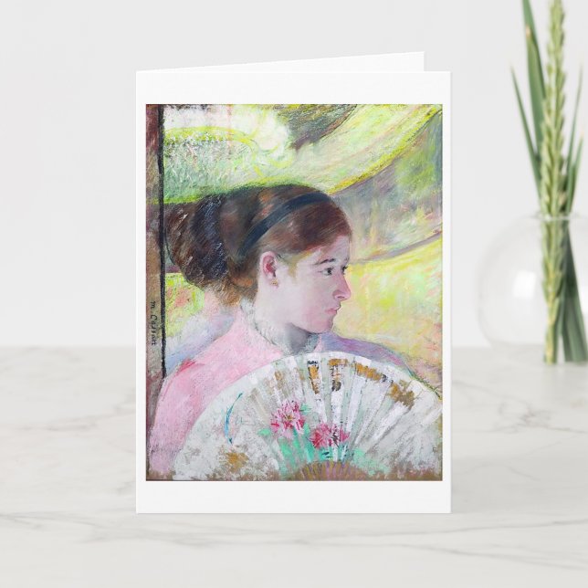 Young Lady with a Japanese Fan, Mary Cassatt Card (Front)