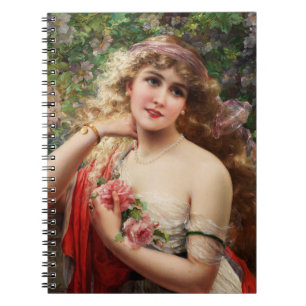 Young Lady With Roses Spiral Notebook
