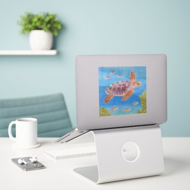 Young Loggerhead Sea Turtle (Laptop On Desk)