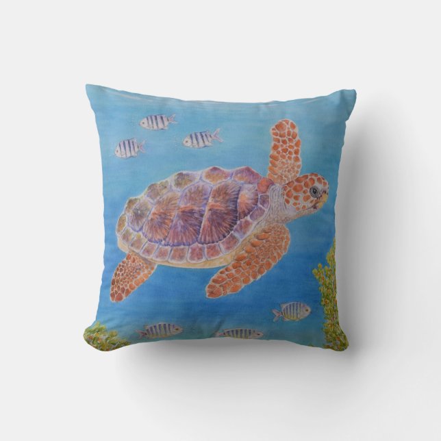 Young Loggerhead Sea Turtle Cushion (Front)