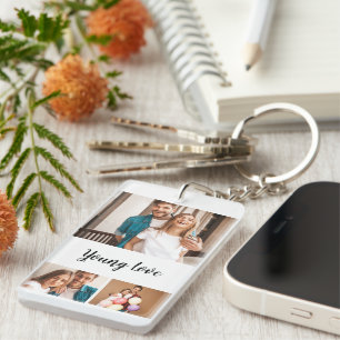 Young love couple photo collage personalised key ring