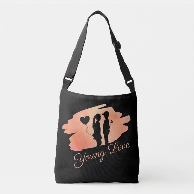 Young Love Valentine's Couple Silhouette Crossbody Bag (Front)