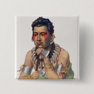 Young Ma-Has-Ka, Chief of the Iowas 15 Cm Square Badge