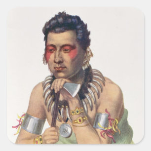 Young Ma-Has-Ka, Chief of the Iowas Square Sticker