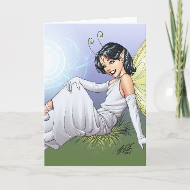 Young Magical Elf Fairy by Al Rio Holiday Card (Front)
