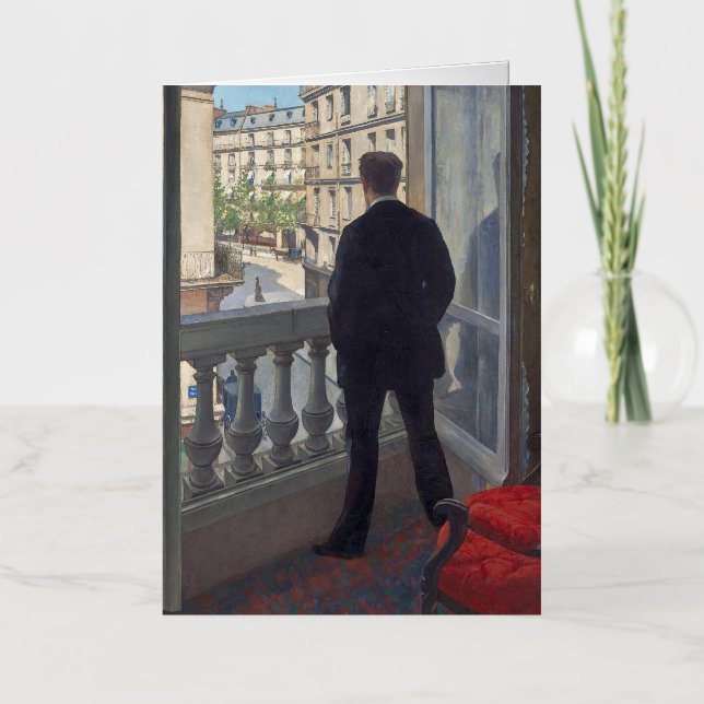 Young Man at His Window by Gustave Caillebotte Foil Greeting Card (Front)