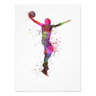 Young man basketball to player dunking photo print