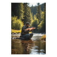 *~* Young Man Fishing Stream Nature AP49