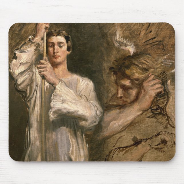 Young Man Holding a Cross Mouse Pad (Front)