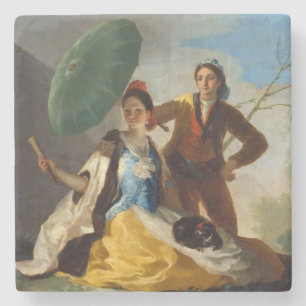 Young Man Holding a Parasol for a Spanish Lady Stone Coaster