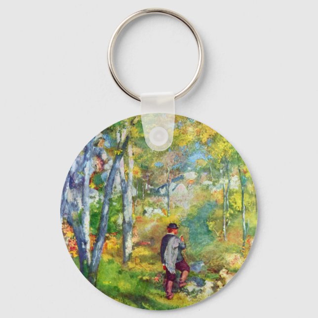 Young man in the forest of Fontainebleau by Renoir Key Ring (Front)