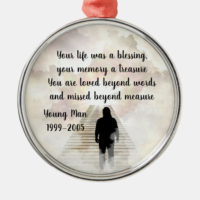Young Man Memorial, In Memory, Metal Tree Decoration (Front)