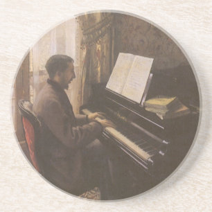 Young Man Playing the Piano by Gustave Caillebotte Coaster