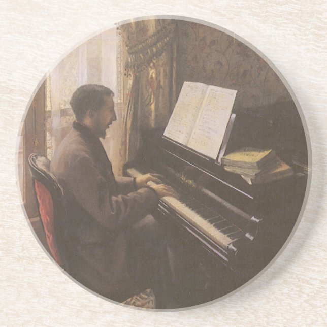 Young Man Playing the Piano by Gustave Caillebotte Coaster (Front)