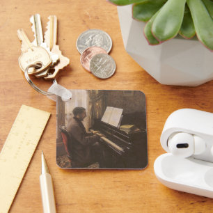 Young Man Playing the Piano by Gustave Caillebotte Key Ring