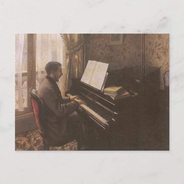 Young Man Playing the Piano by Gustave Caillebotte Postcard (Front)