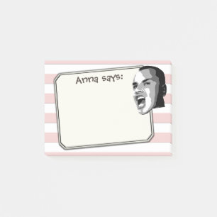 Young Man Shouting on Pastel Red Stripes any Colou Post-it Notes