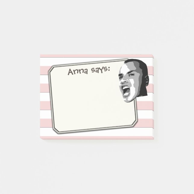 Young Man Shouting on Pastel Red Stripes any Colou Post-it Notes (Front)