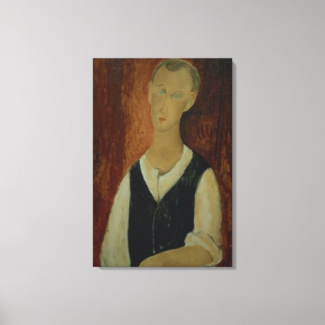 Young Man with a Black Waistcoat, 1912 (oil on can Canvas Print (Front)