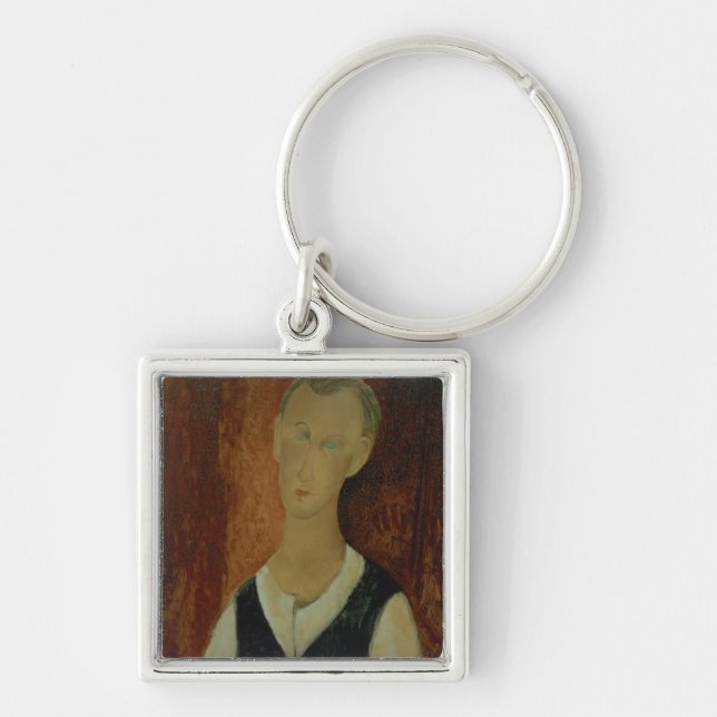 Young Man with a Black Waistcoat, 1912 (oil on can Key Ring (Front)