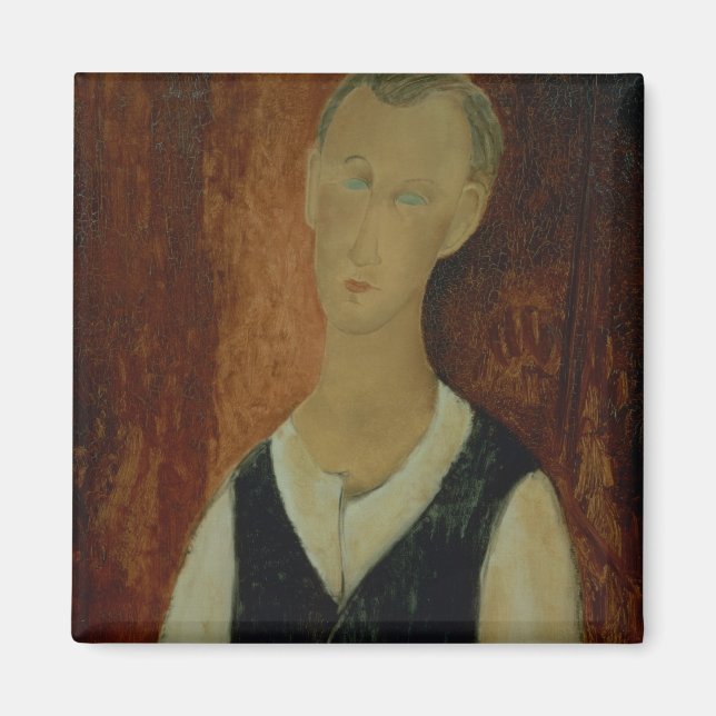 Young Man with a Black Waistcoat, 1912 (oil on can Magnet (Front)